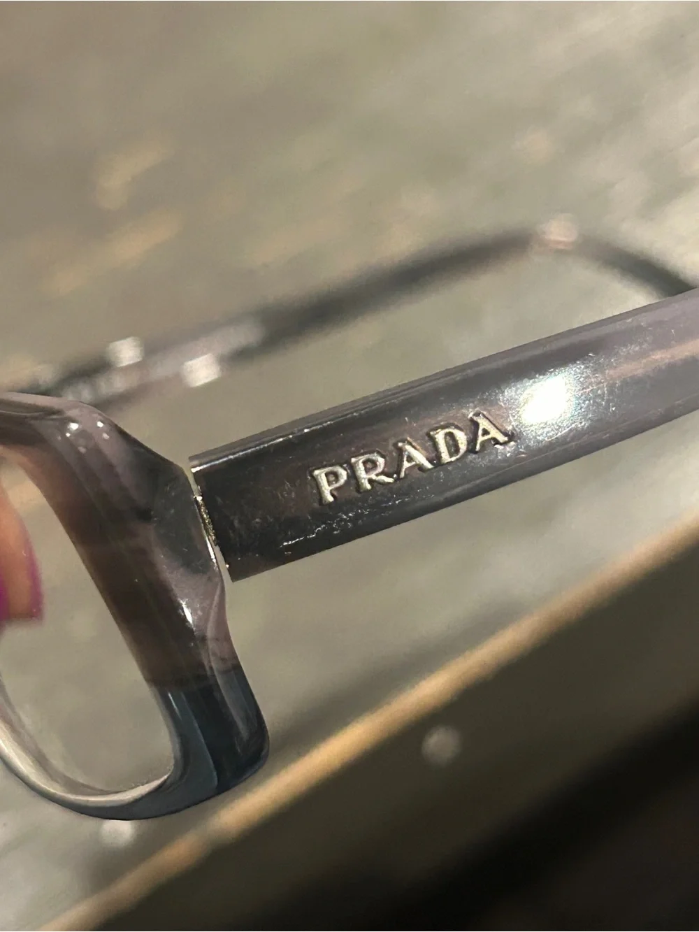 Prada womens Rectangular Glasses - Black and Blue Gradient